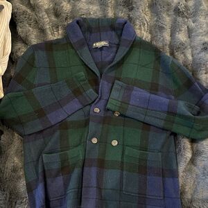 Brooks Brothers Men's Plaid Shawl Collar Jacket